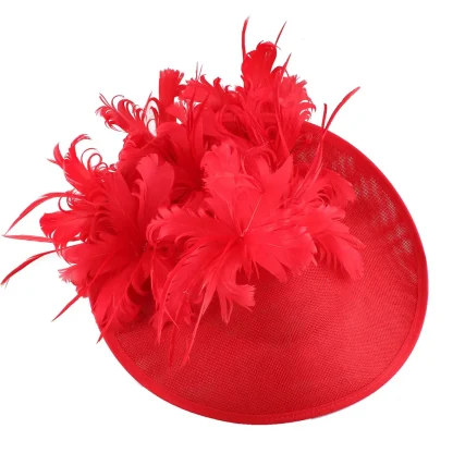 Disc Cocktail Hat with Faux Feather Design - Image 10